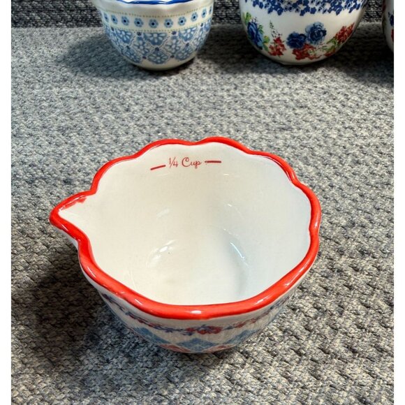 Pioneer Woman ~ Set of Four (4) CLASSIC CHARM ~ Stoneware ~ Measuring Bowls 2017 - Picture 6 of 12